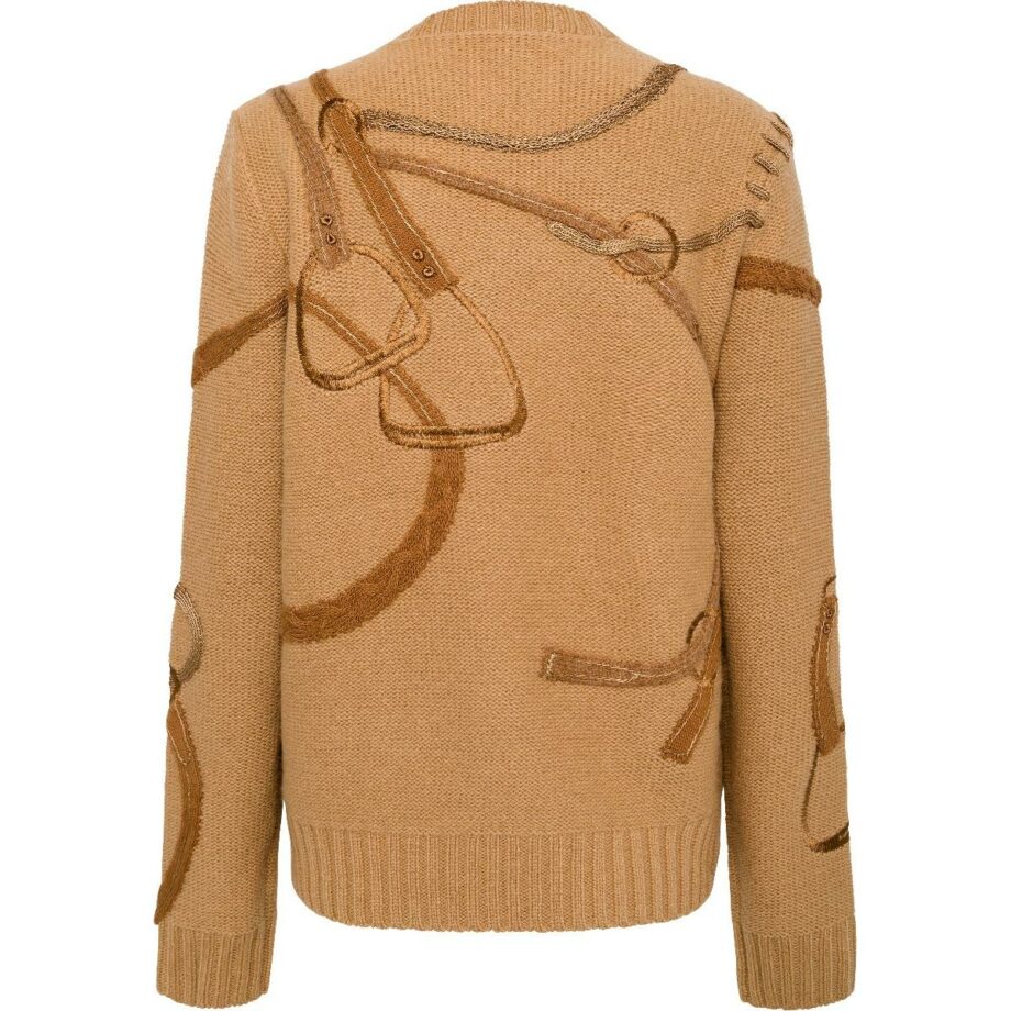 Hip-length wool/cashmere pullover with embroidery