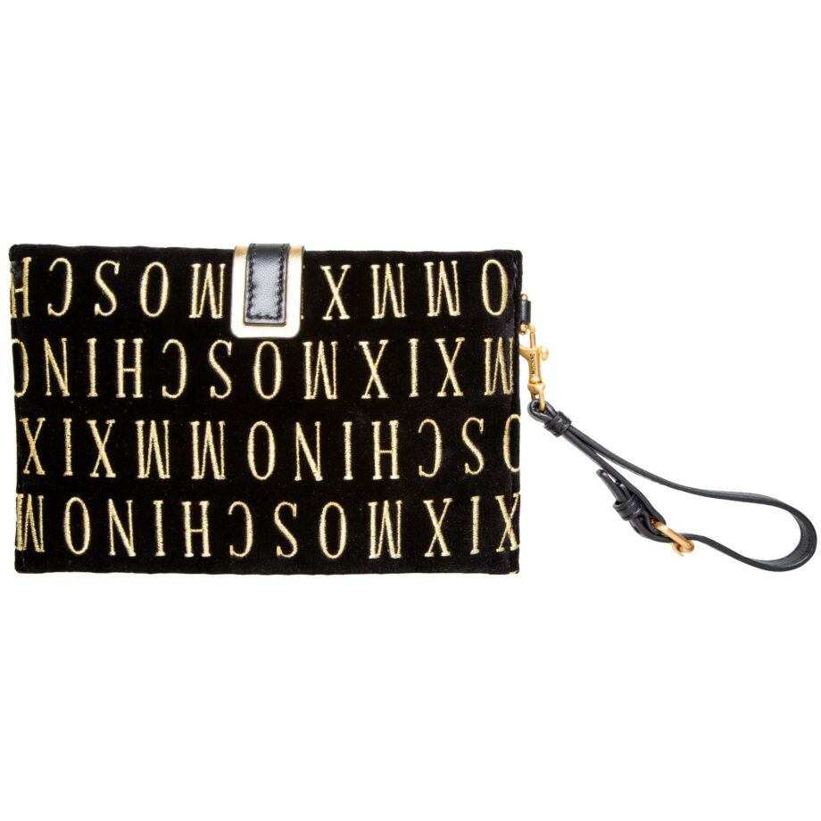 Velvet envelope bag with logo embroidery