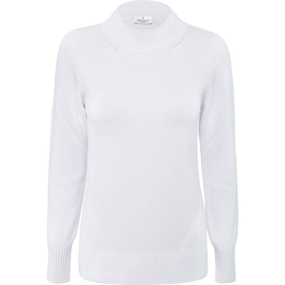 Cashmere pullover with small banded collar