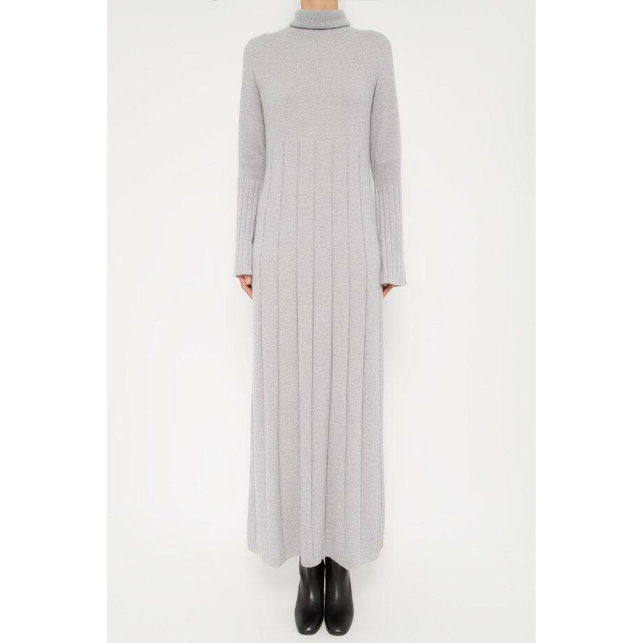 Long cashmere dress with turtle neck