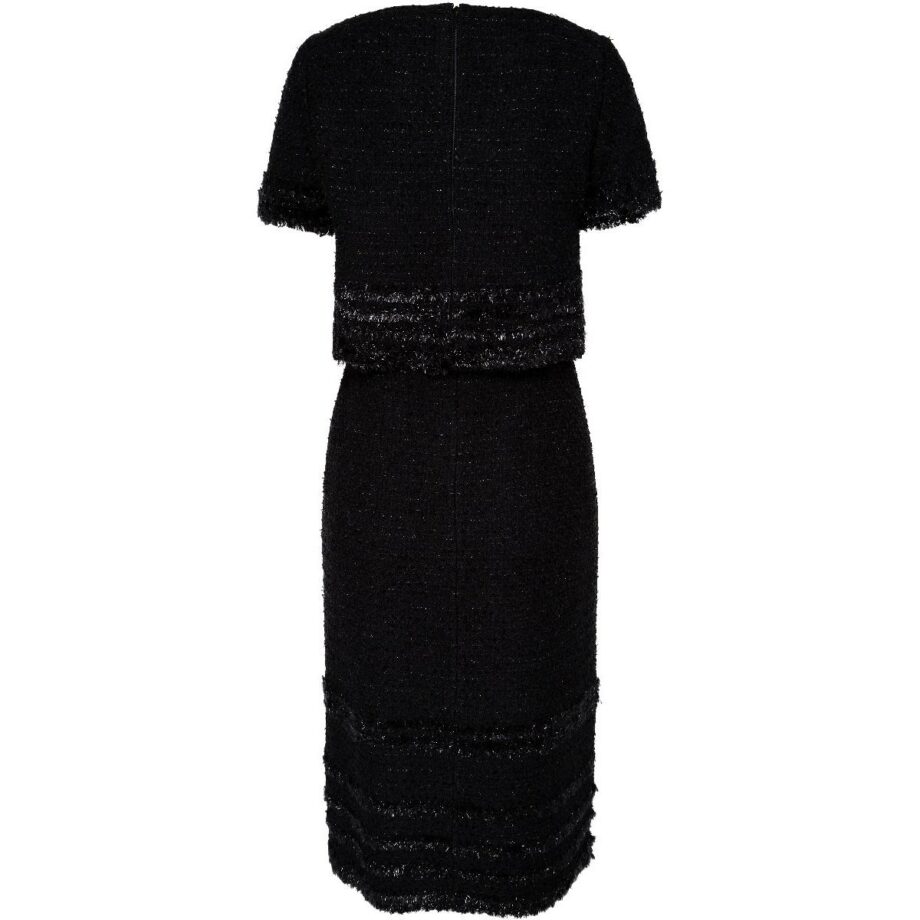 Knee-length knit dress with distinct top