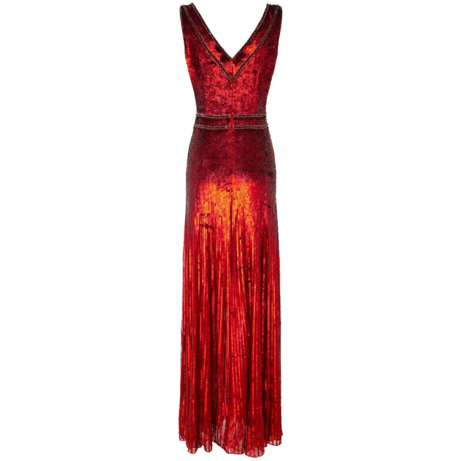 Floor length sequin gown with v-neck