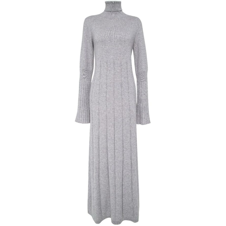 Long cashmere dress with turtle neck