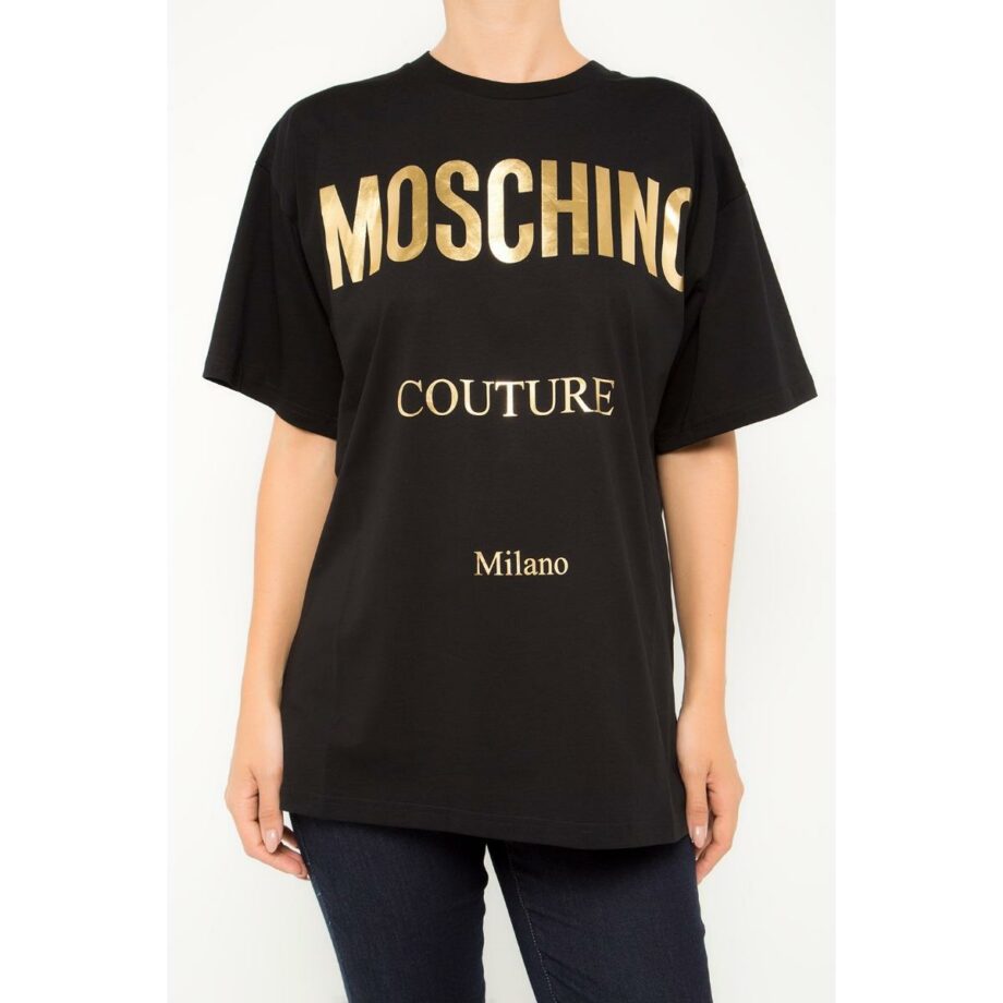 Oversize cotton t-shirt with golden logo print