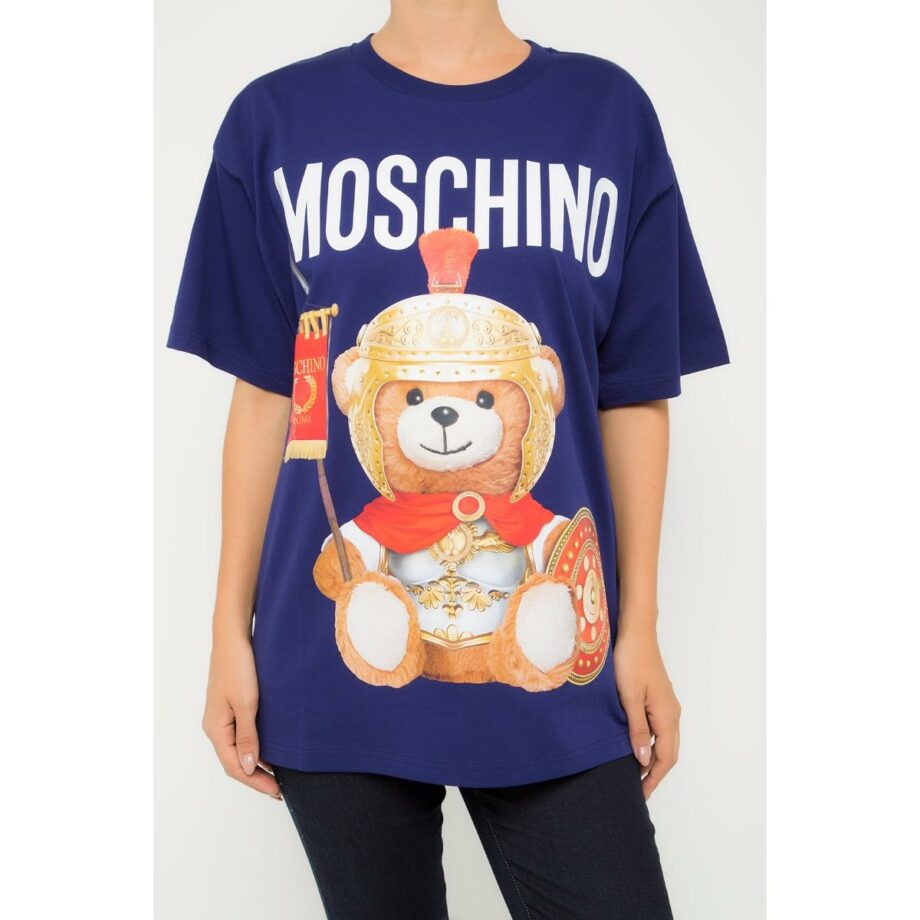 Oversize cotton t-shirt with teddy print