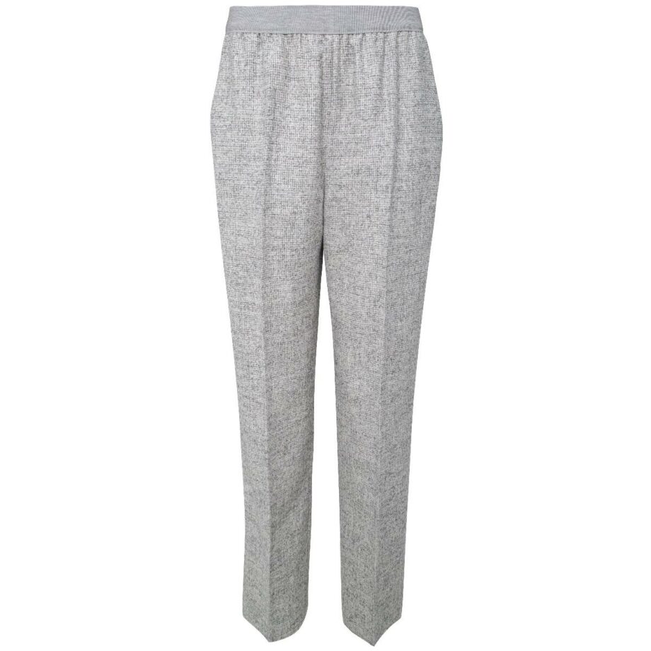 Straight cut wool pants with elastic waistband