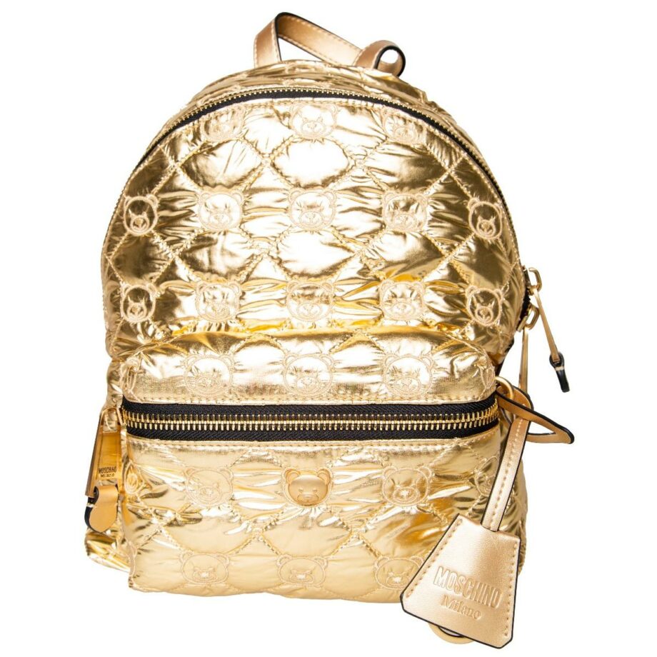 Metallic backpack with teddy detail