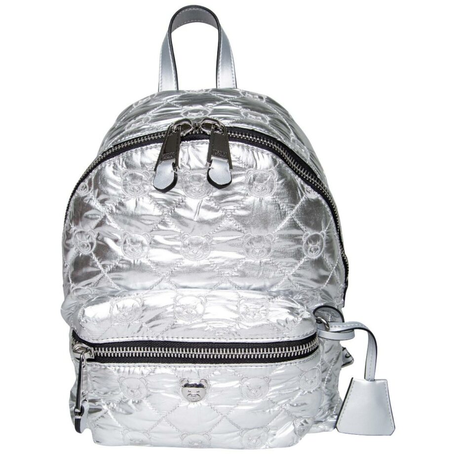 Metallic backpack with teddy detail