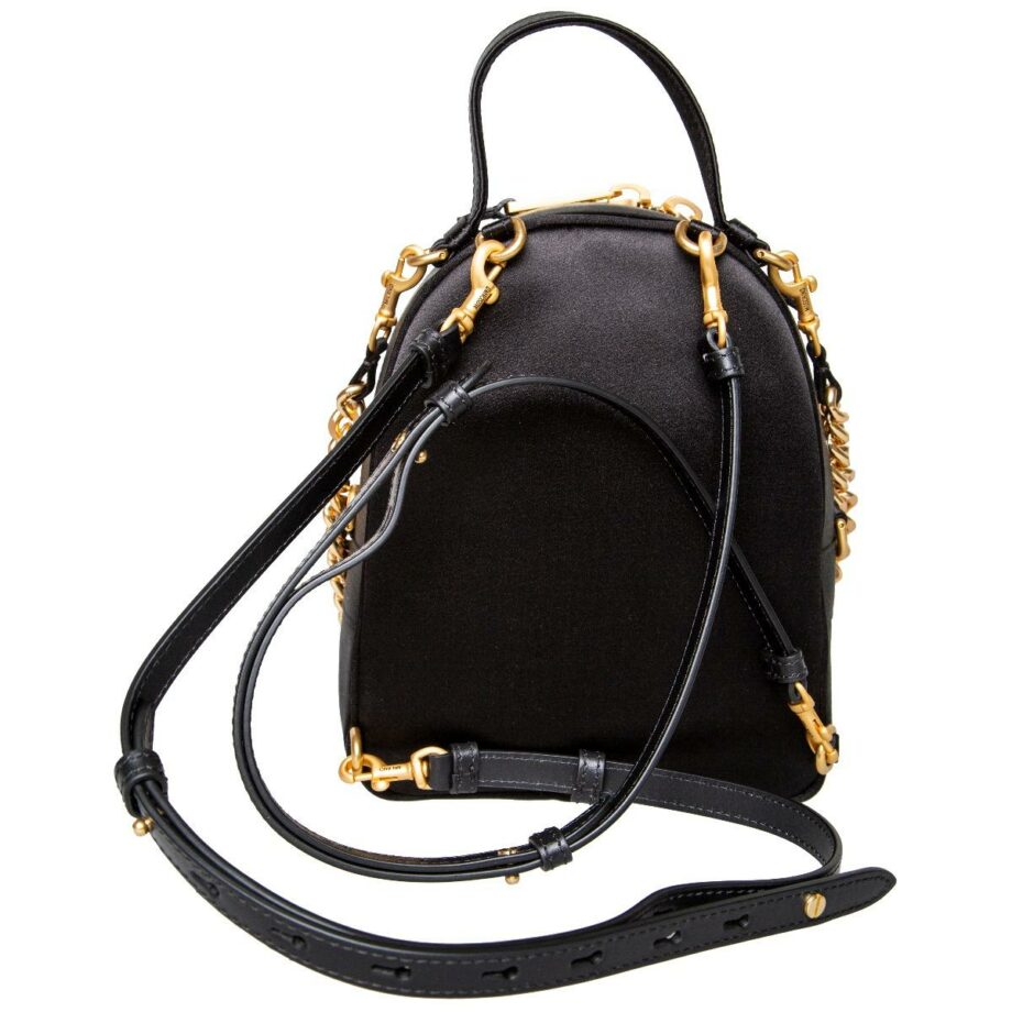 Small backpack with teddy embroidery and chain strap