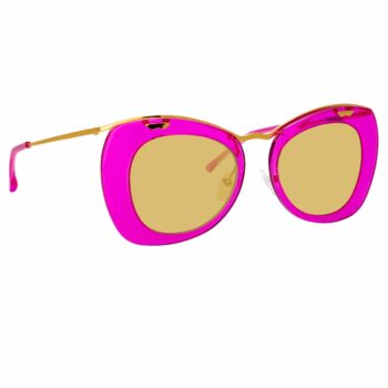 Sonnenbrille mit Cat-Eye-Rahmen und Kontrastfarbe -0