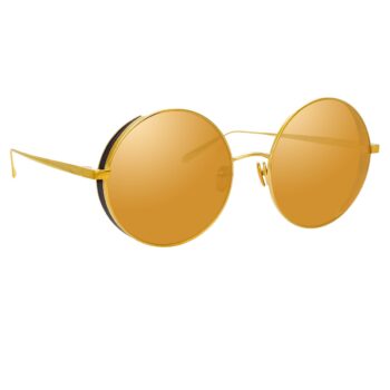 Verspiegelte Oversized-Sonnenbrille aus Titan mit vergoldetem rundem Rahmen-0