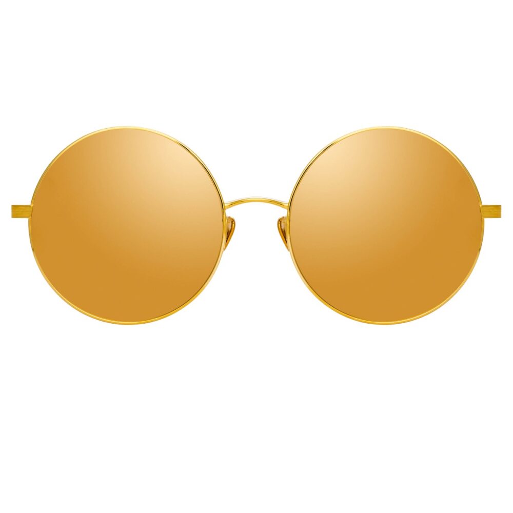 Verspiegelte Oversized-Sonnenbrille aus Titan mit vergoldetem rundem Rahmen-166740