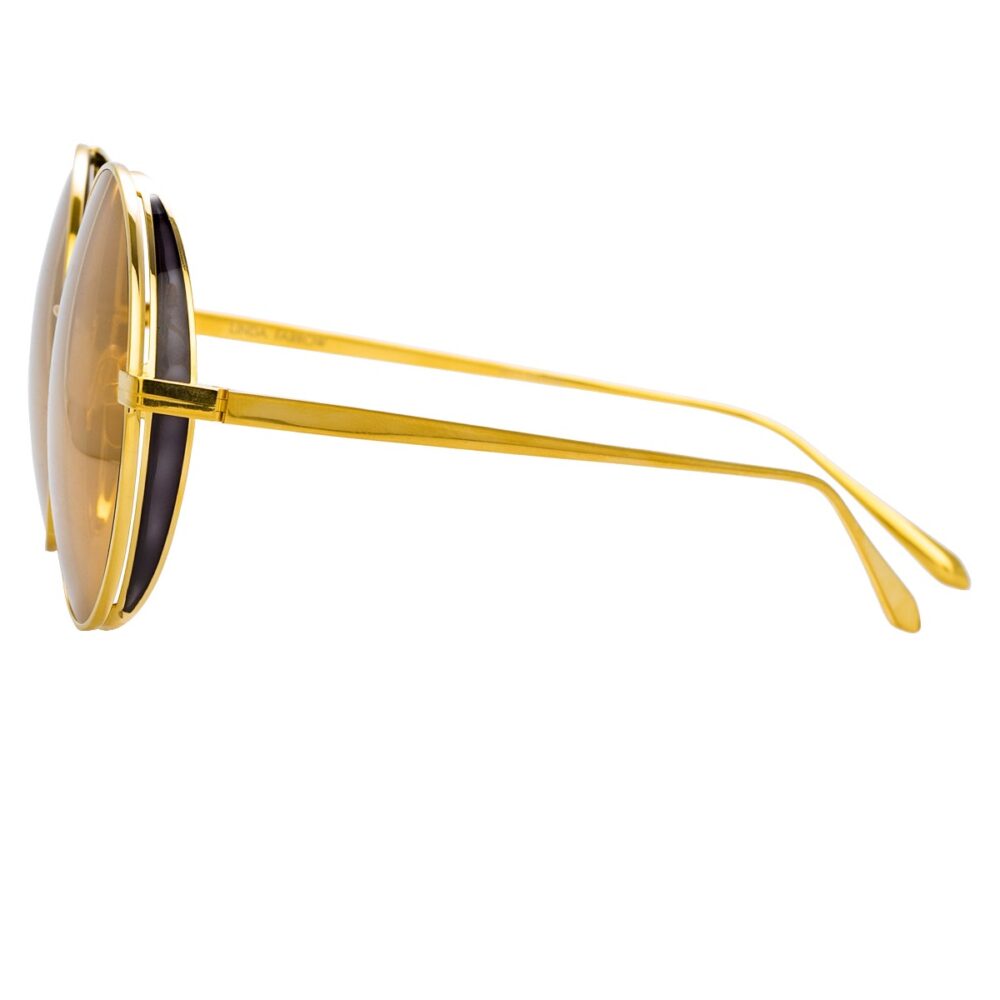 Verspiegelte Oversized-Sonnenbrille aus Titan mit vergoldetem rundem Rahmen-166741