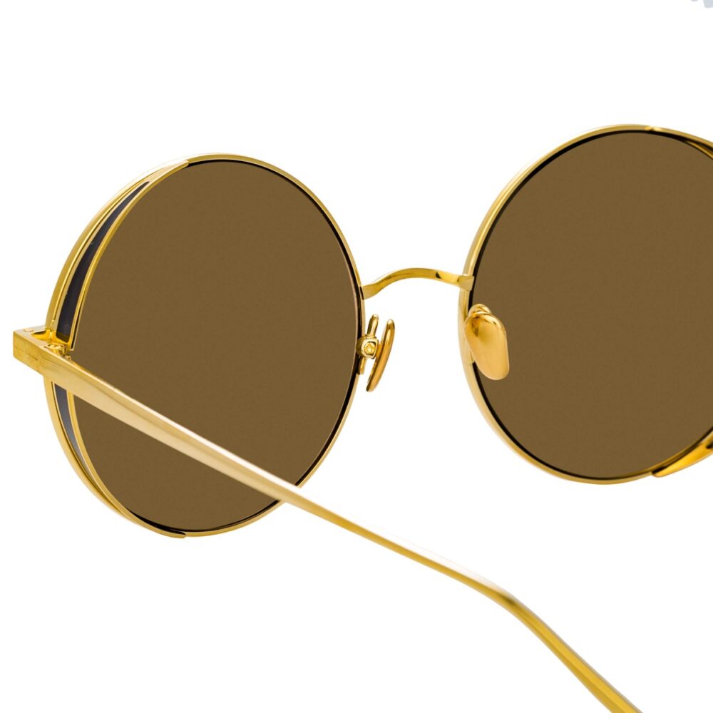 Verspiegelte Oversized-Sonnenbrille aus Titan mit vergoldetem rundem Rahmen-166742