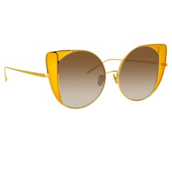 Vergoldete Sonnenbrille mit Cat-Eye-Rahmen und Farbdetail -0