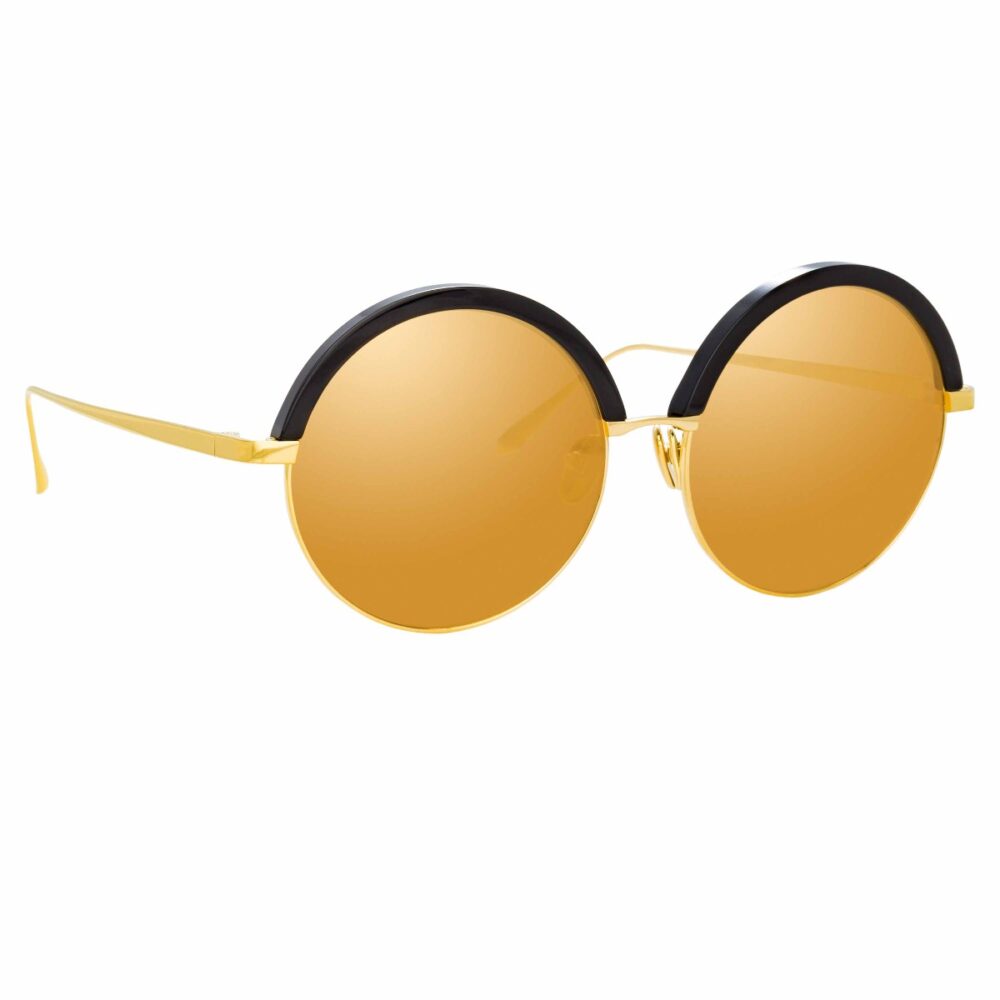 Vergoldete Titan Sonnenbrille mit rundem Rahmen-0