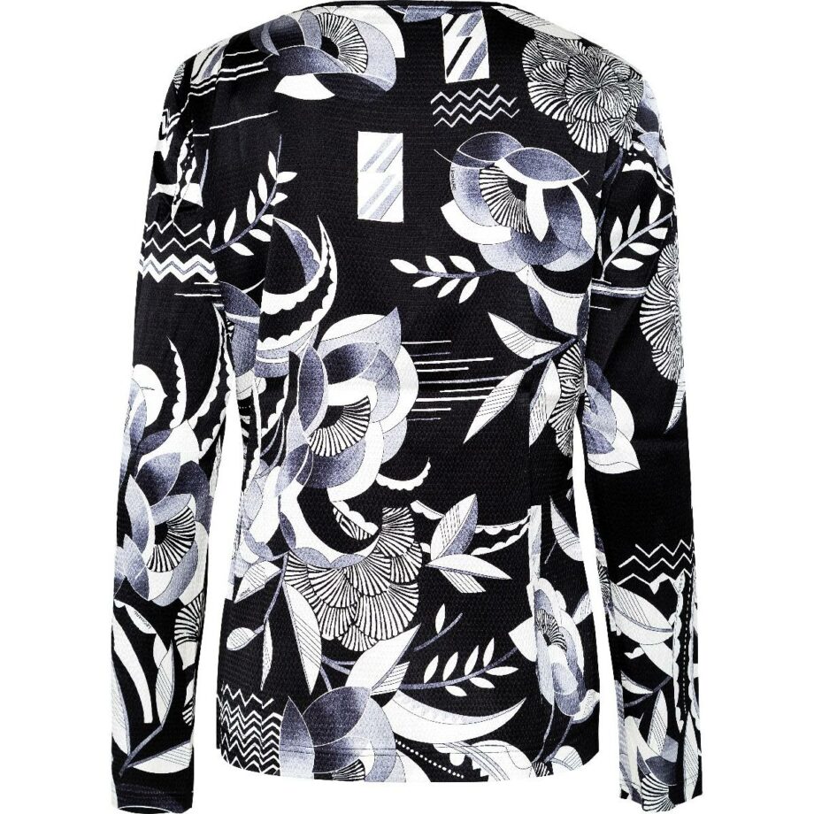 Stretch silk top with long sleeves and floral print