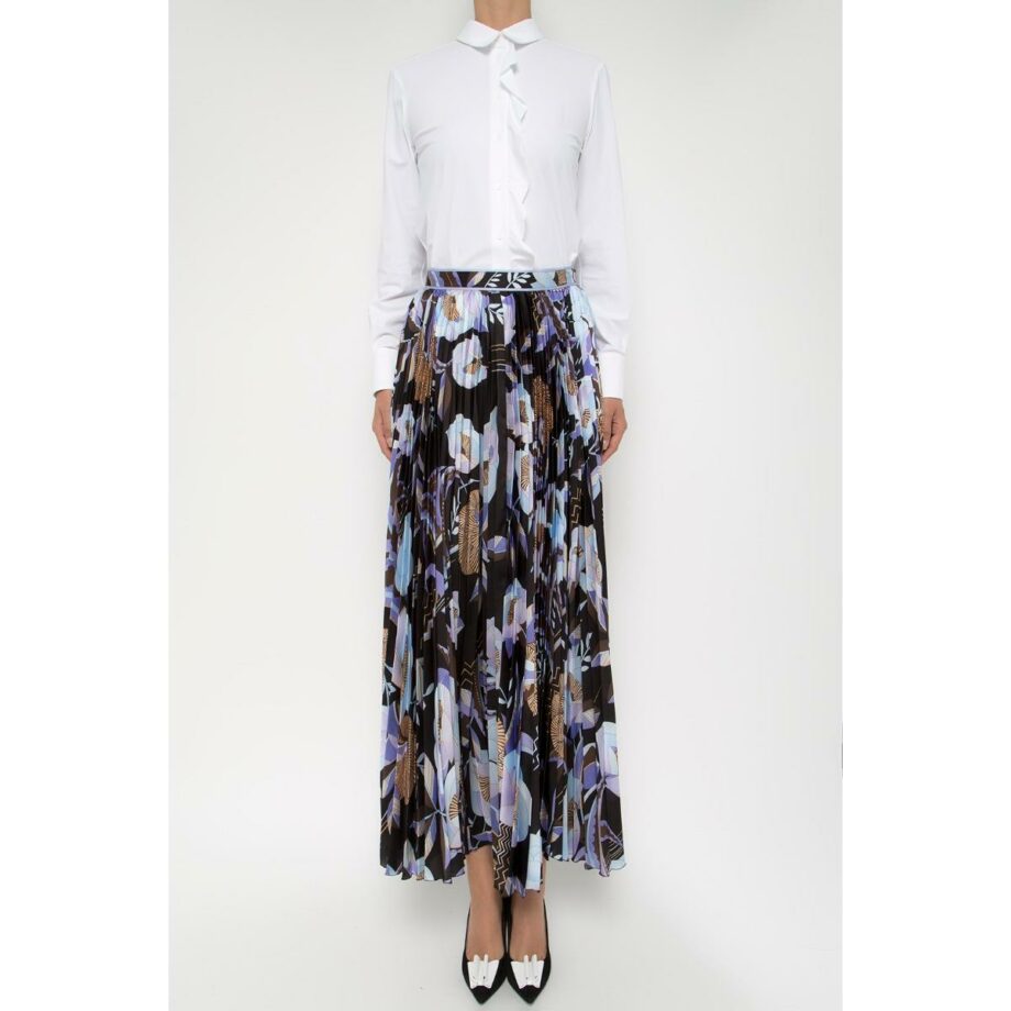 Pleated maxi skirt with floral print