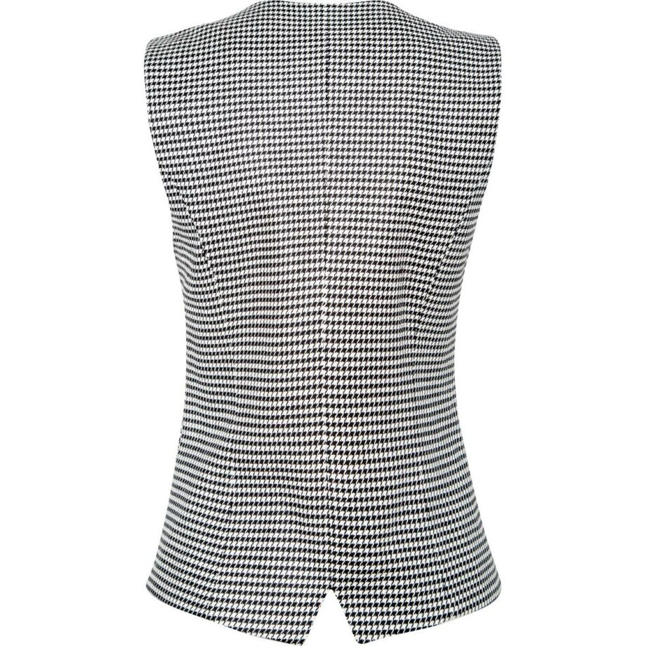 Gilet with houndstooth print and hidden button border