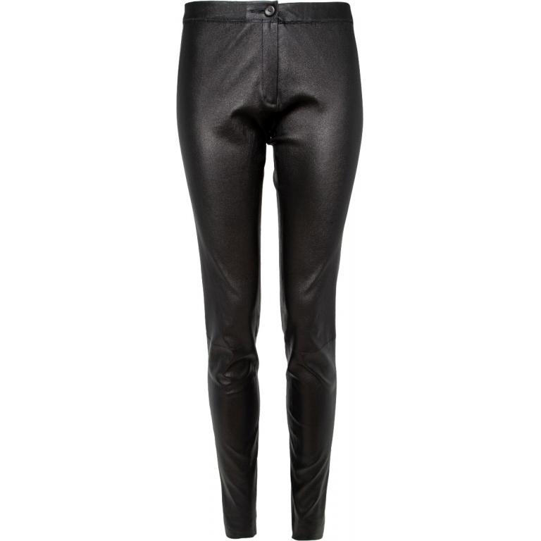 Silhouettennahe Hose in elastischem Nappaleder-0
