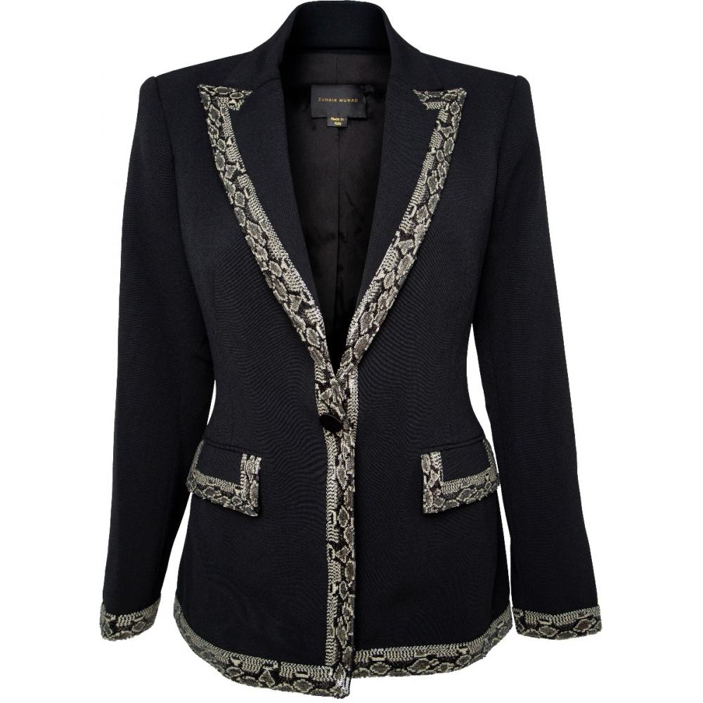Anzug aus Blazer und Hose mit Details in Snakeskin-Optik-0