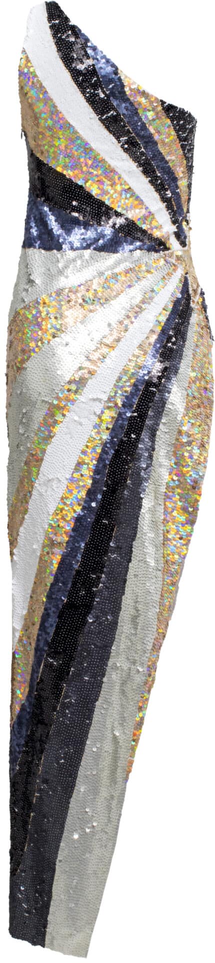 A-symmetrische, Handbestickte Paillettenrobe mit gewagtem Beinschlitz