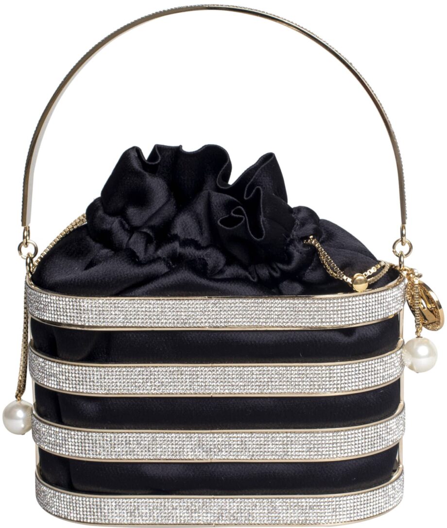 Handgemachte Abendtasche aus vergoldetem Messing mit Strasssteindetails