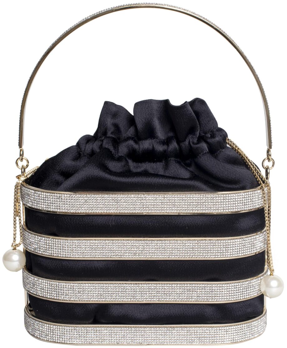 Handgemachte Abendtasche aus vergoldetem Messing mit Strasssteindetails