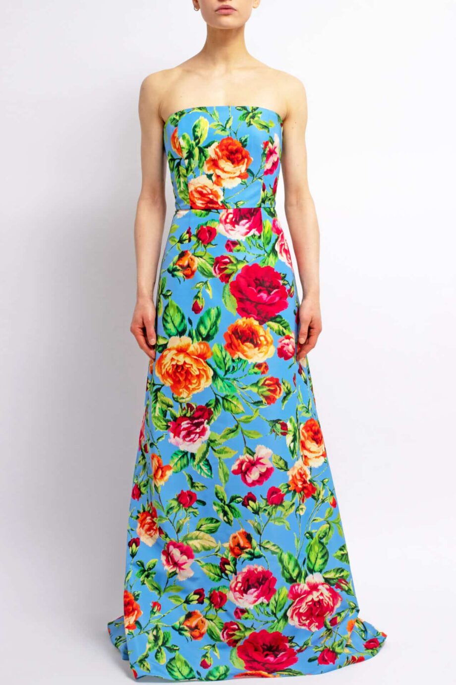 Lange Bustierrobe mit floralem Musterprint