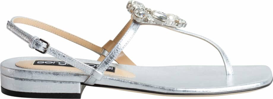 Flat sandals with rhinestone details