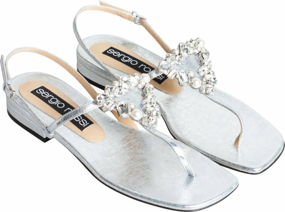 Flat sandals with rhinestone details