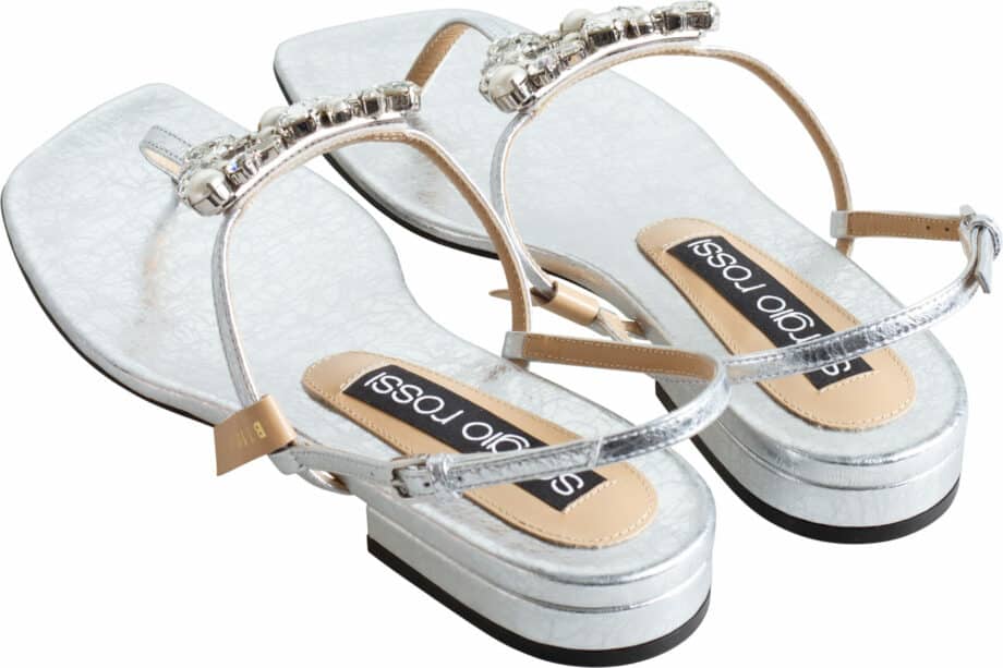 Flat sandals with rhinestone details