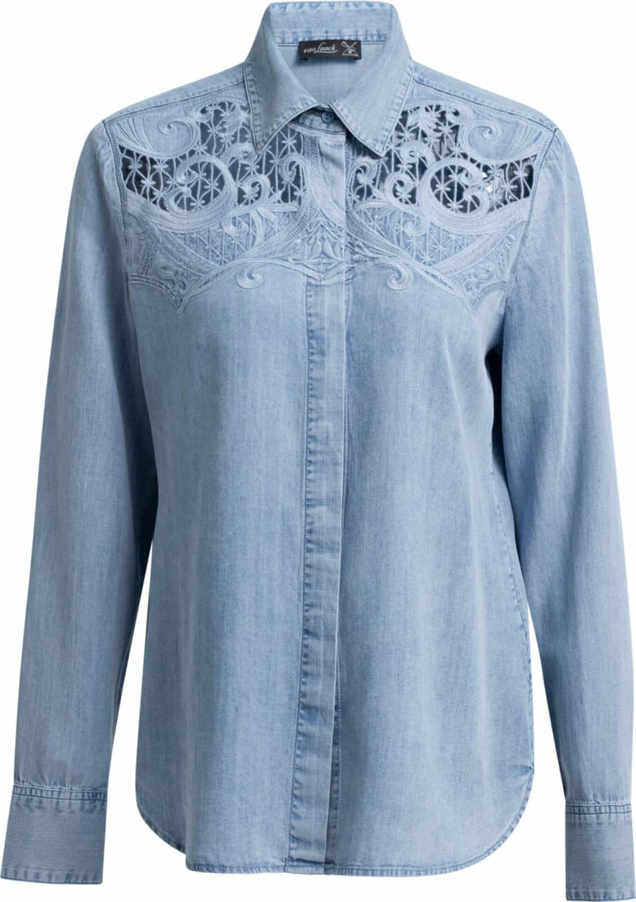 Slim fit blouse with transparent lace details