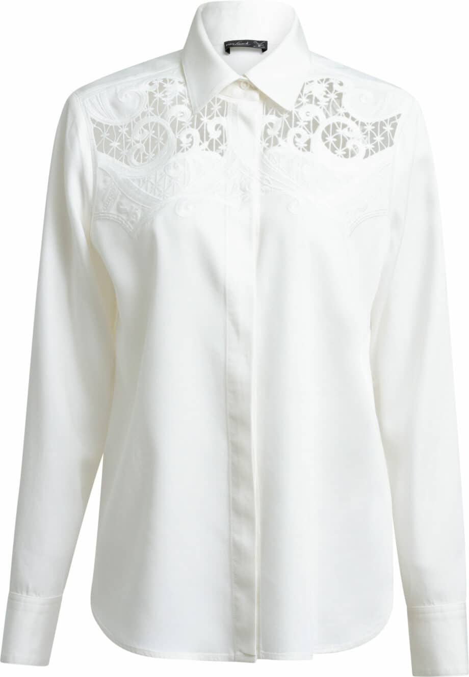 Slim fit blouse with transparent lace details