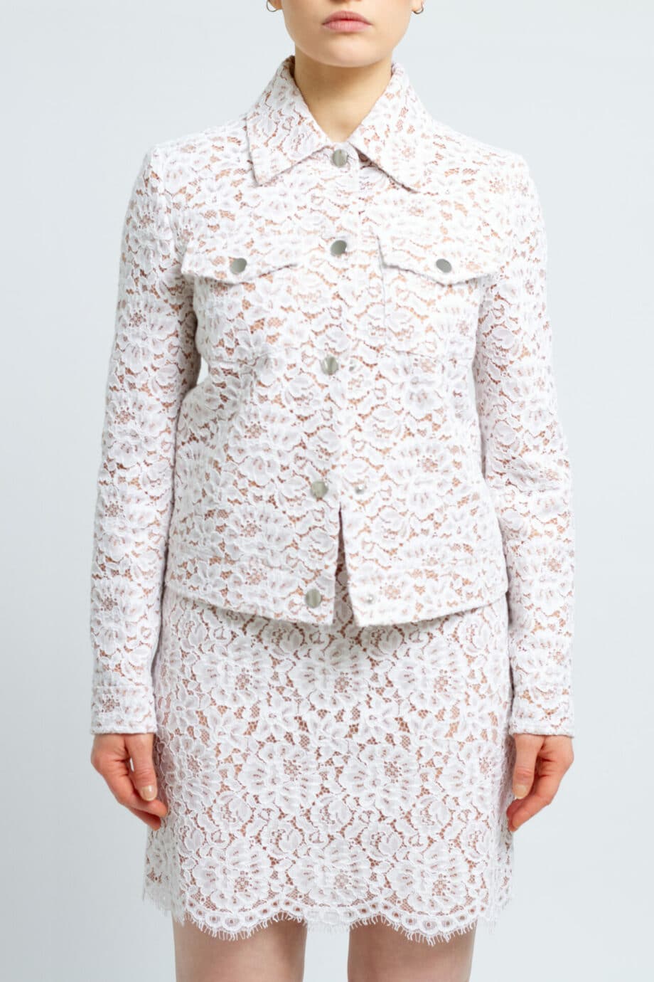 Cotton lace jacket with straight cut