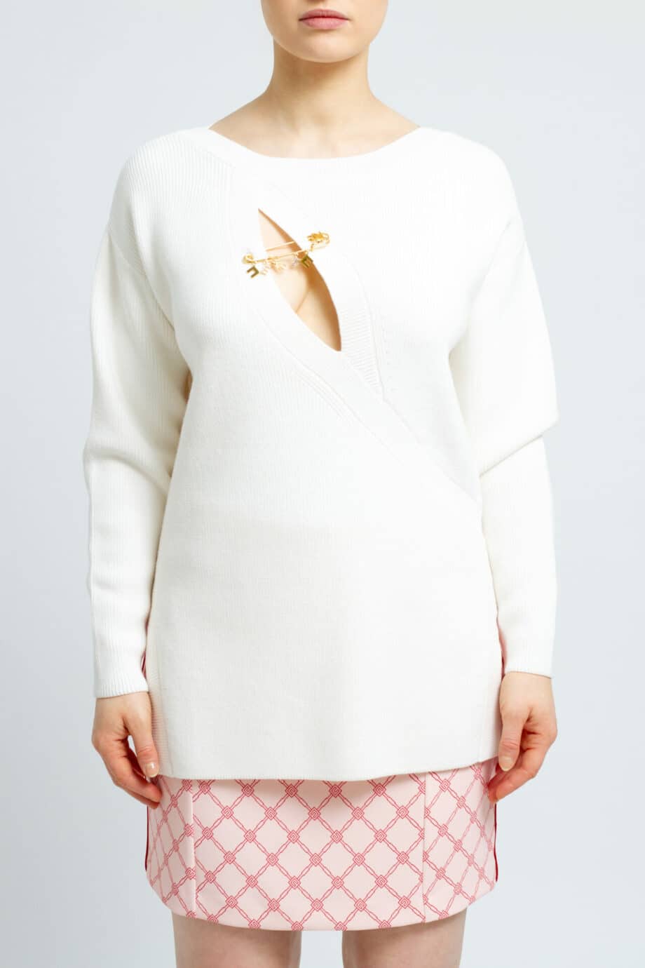 Long knit pullover with cut-out detail