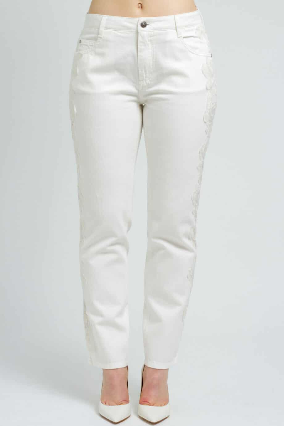 Straight cut denims with lace details