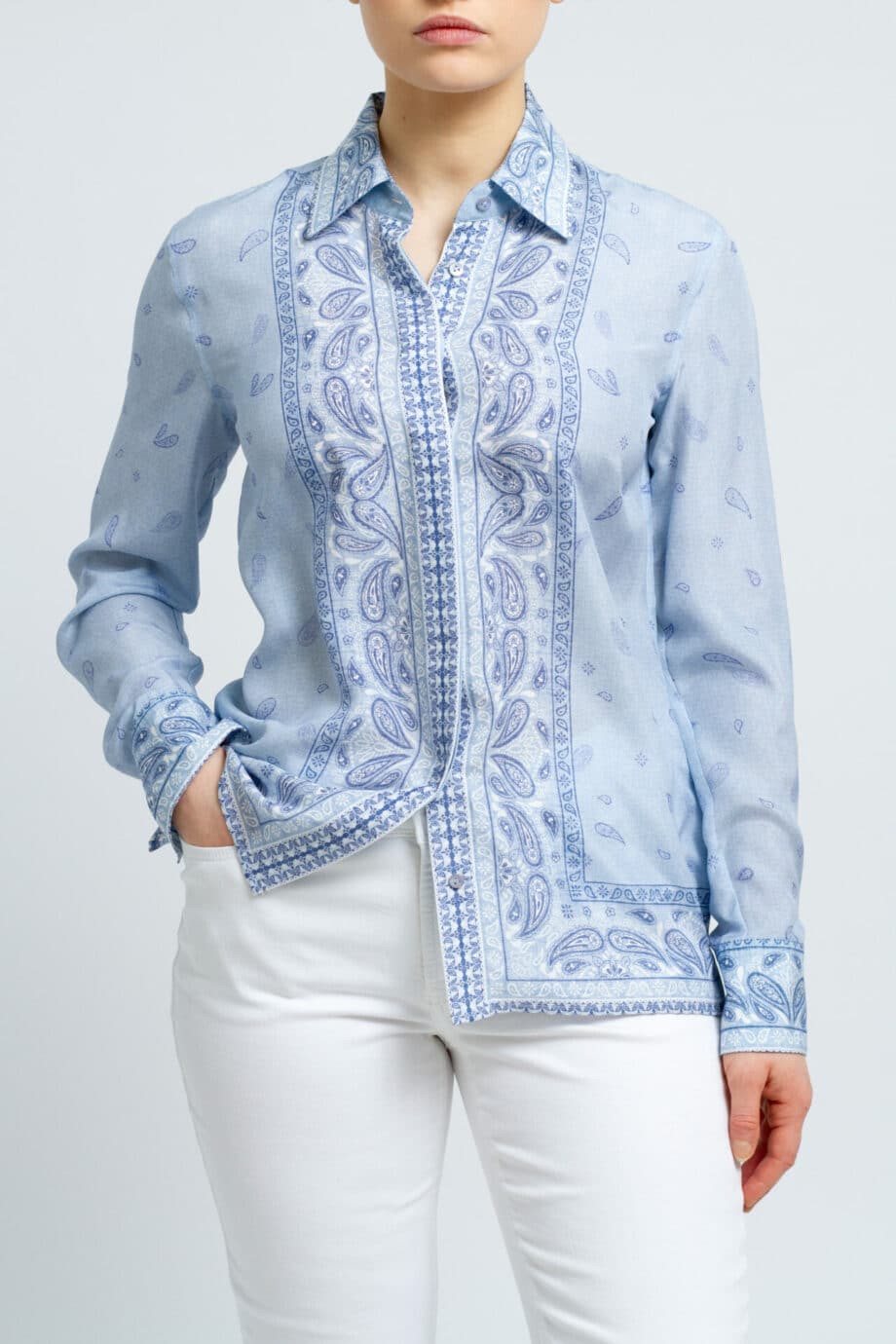 Silk blouse with ornamental print