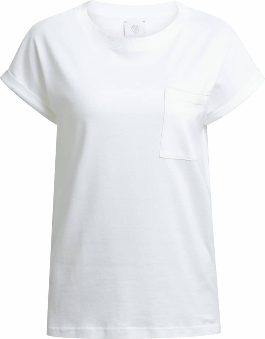 Cotton t-shirt with breast pocket and contrast color seam