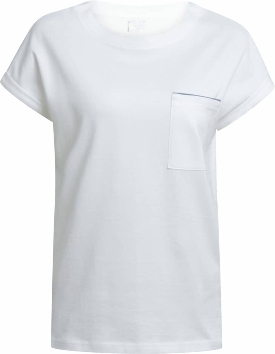 Cotton t-shirt with breast pocket and contrast color seam