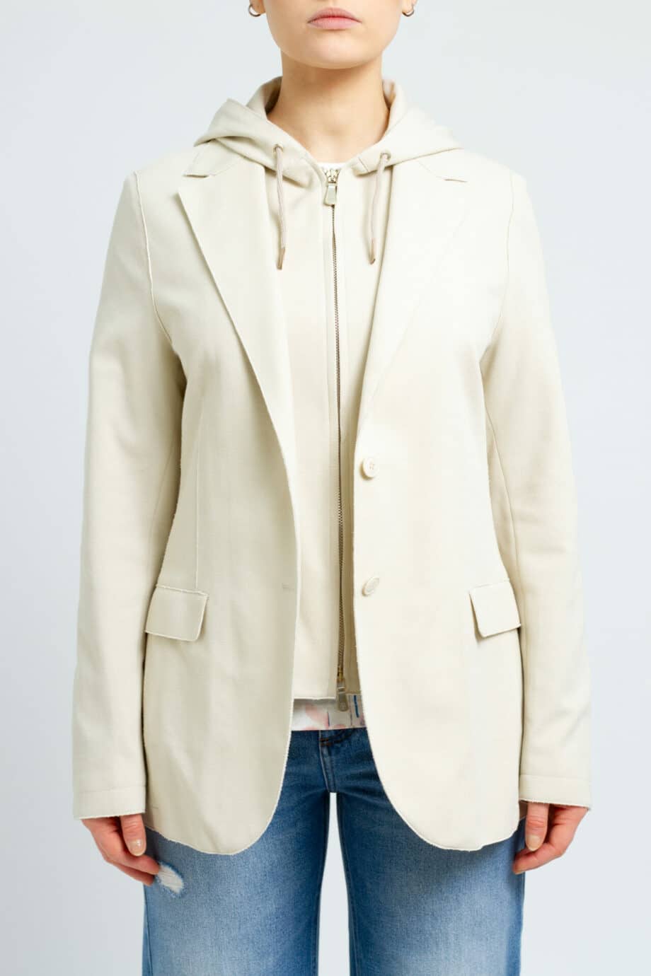 Summery blazer with inbuilt cardigan and hood