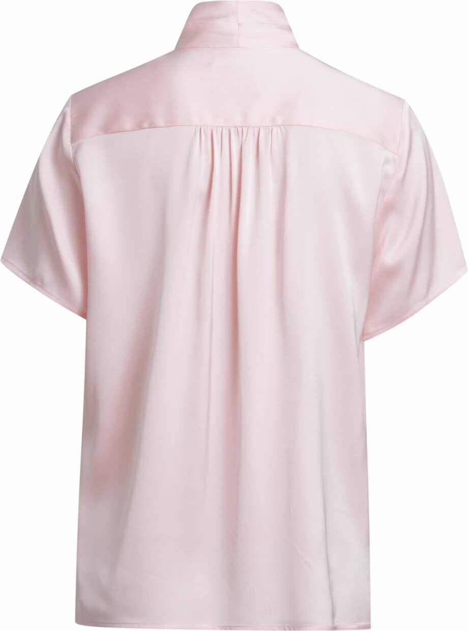 Silk blouse with short sleeves and bow detail