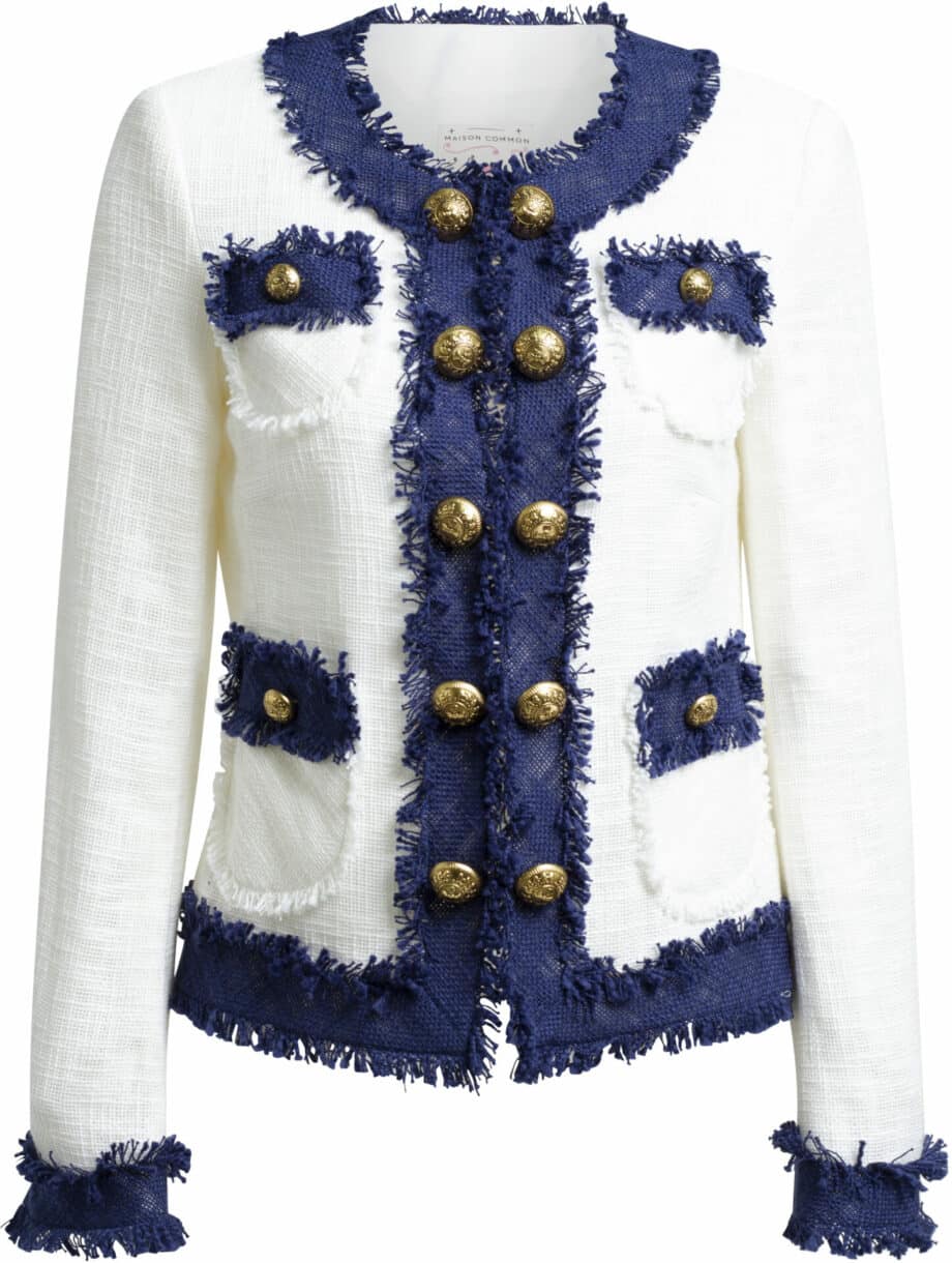 Short cotton blazer with decorative button details