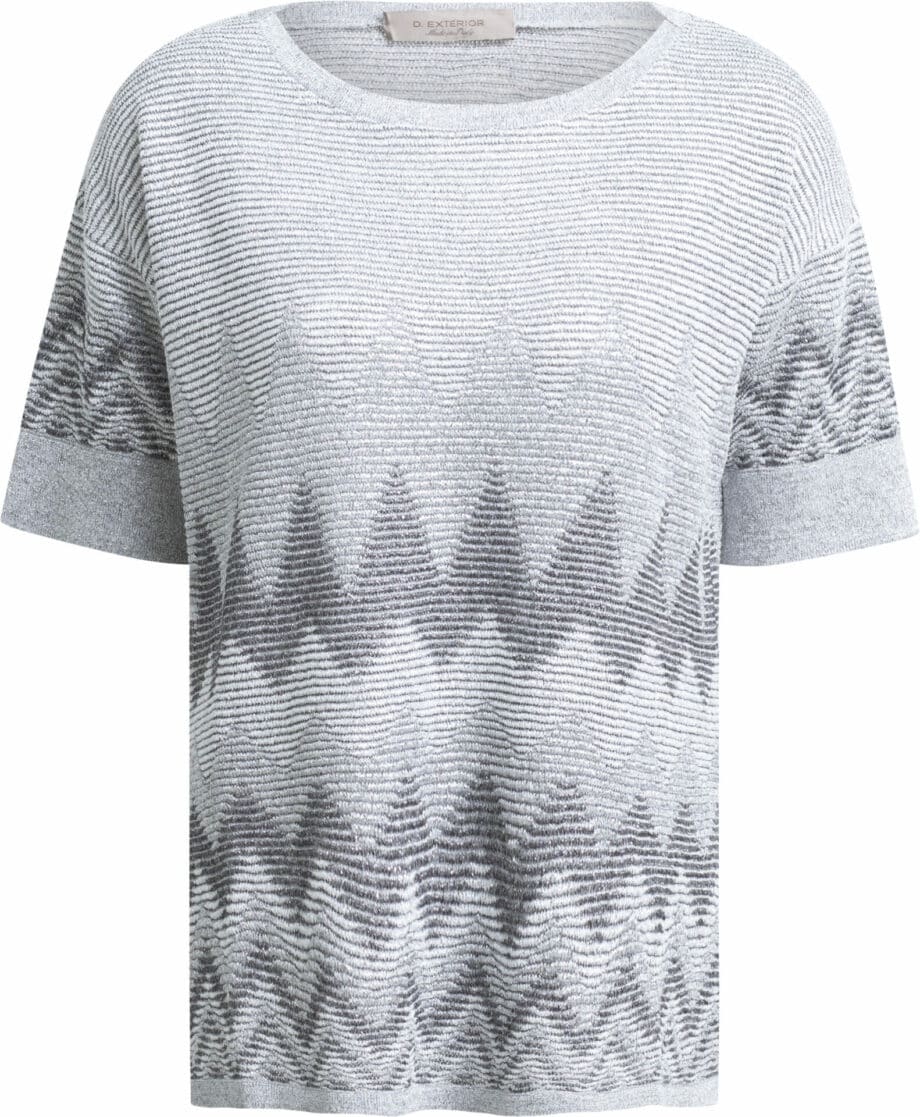 Knit pullover with short sleeves and graphic print