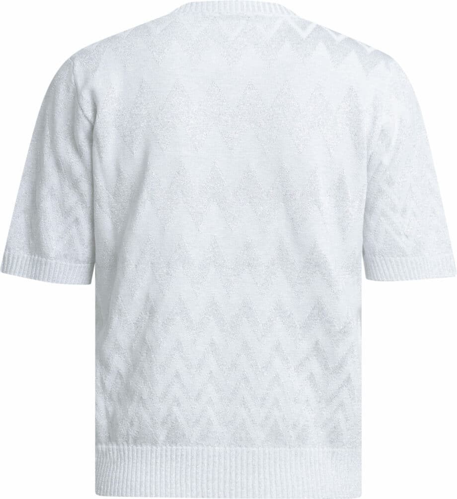 Knit pullover with short sleeves and graphic print