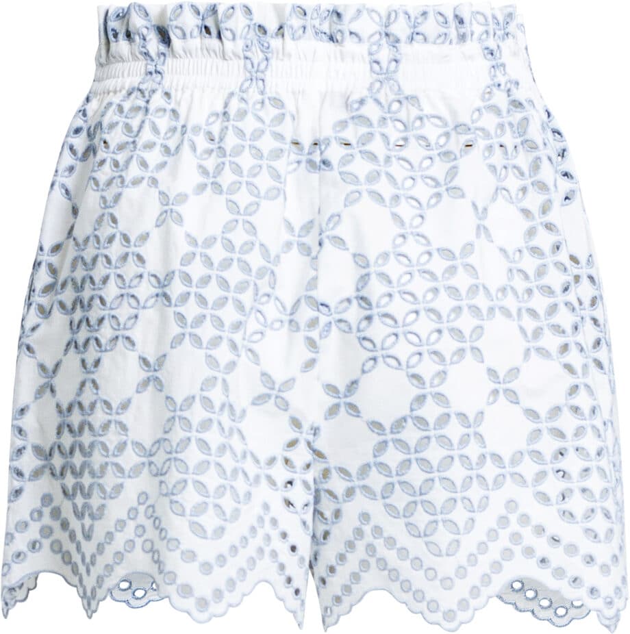 Cotton shorts with graphic broderie anglaise