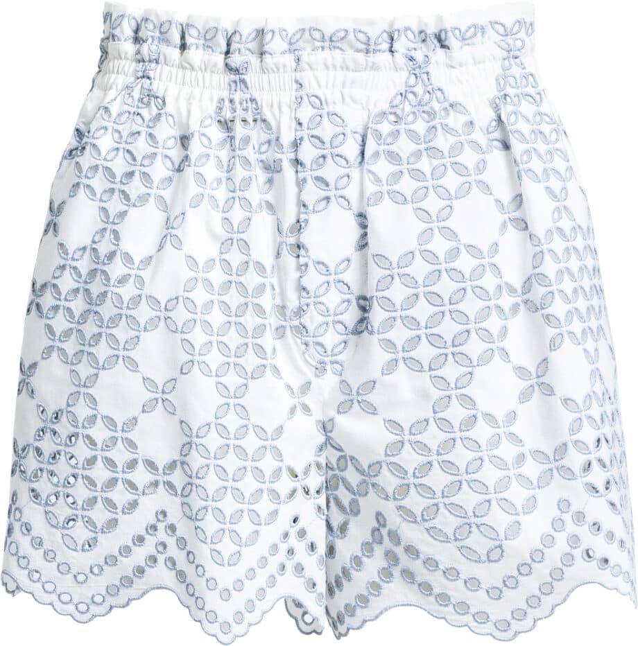 Cotton shorts with graphic broderie anglaise