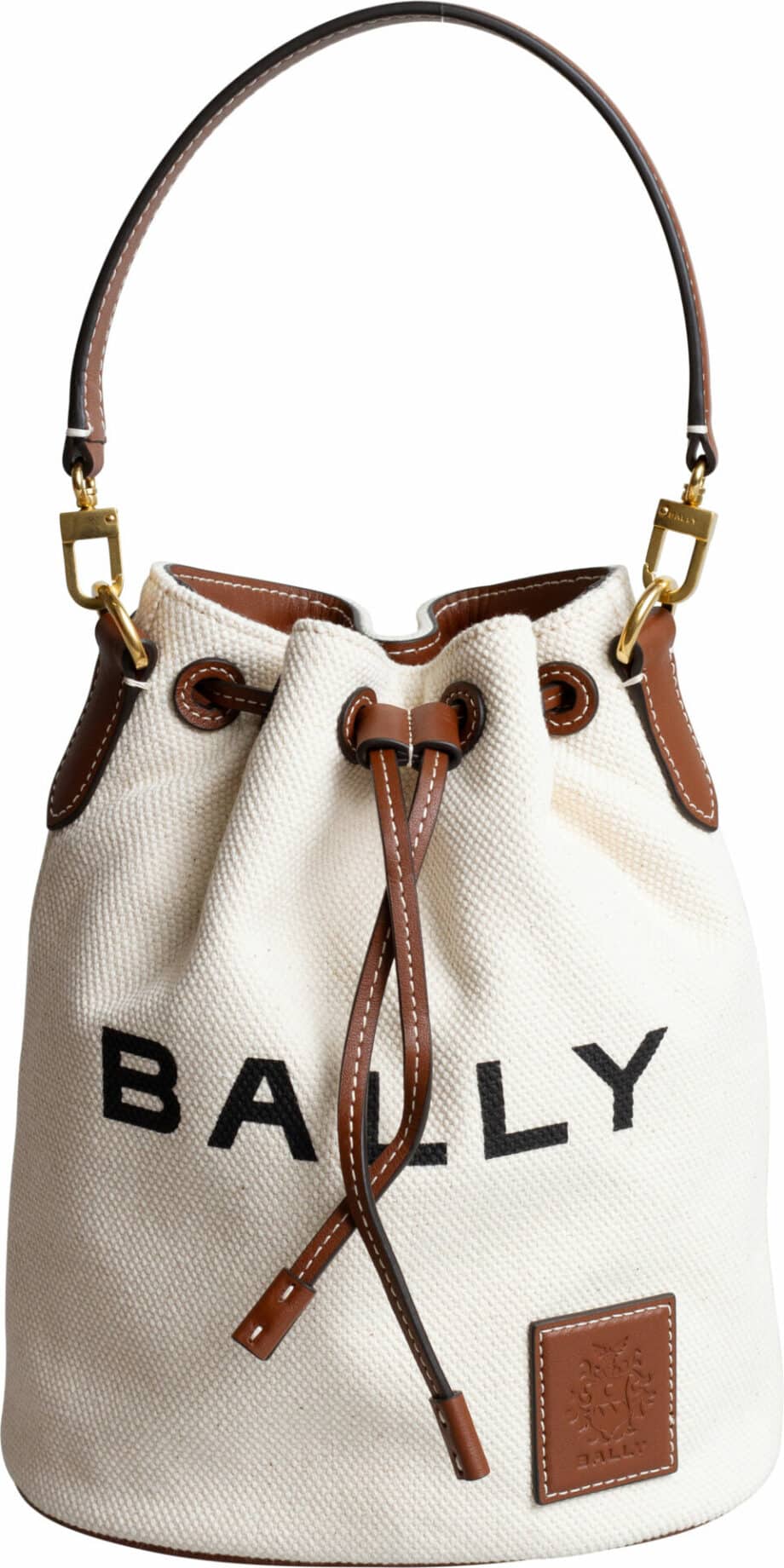 Bucket Bag with leather shoulder strap an logo detail