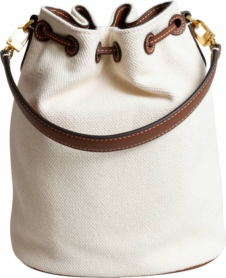 Bucket Bag with leather shoulder strap an logo detail