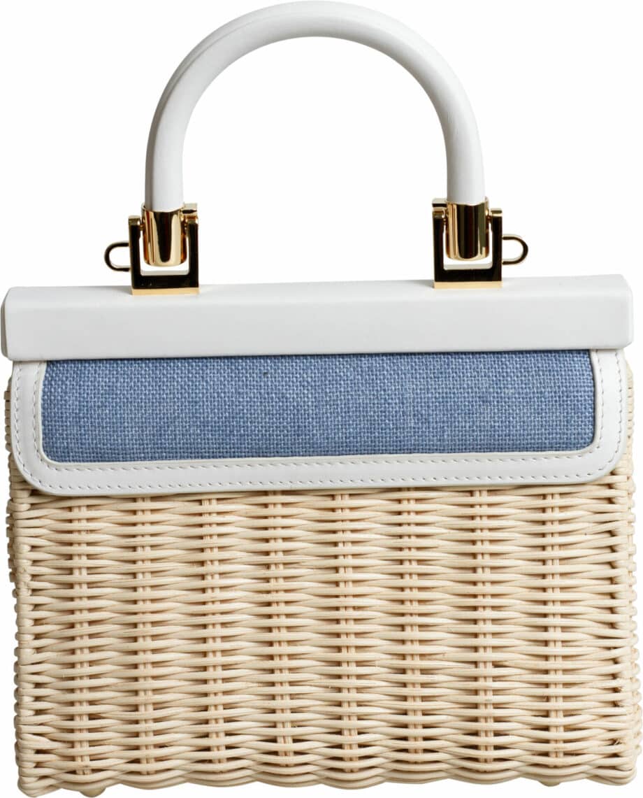 Kleine Henkeltasche mit Rattan Details